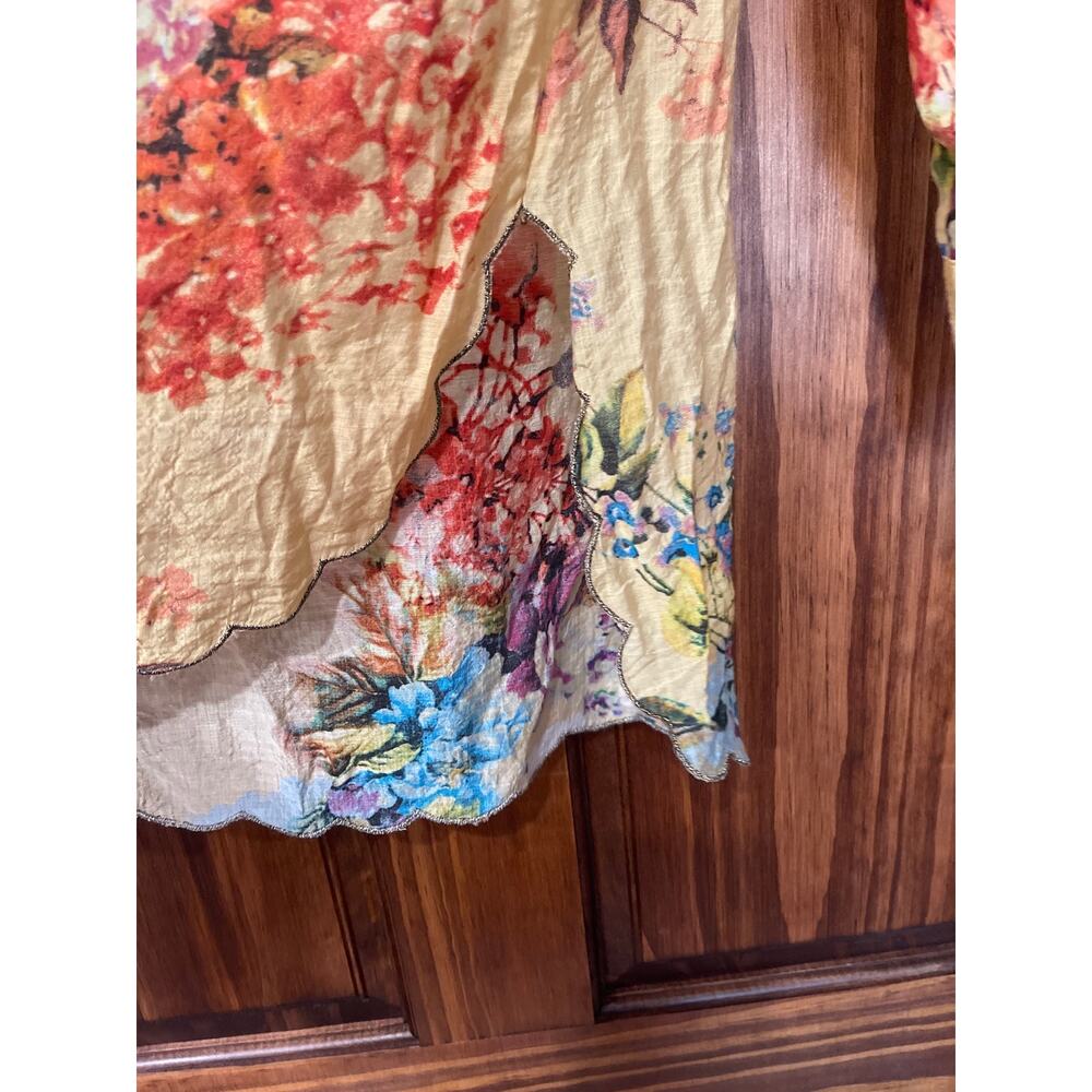 Aratta silent journey embroidered sequin button down floral blouse size M/L - Picture 5 of 9
